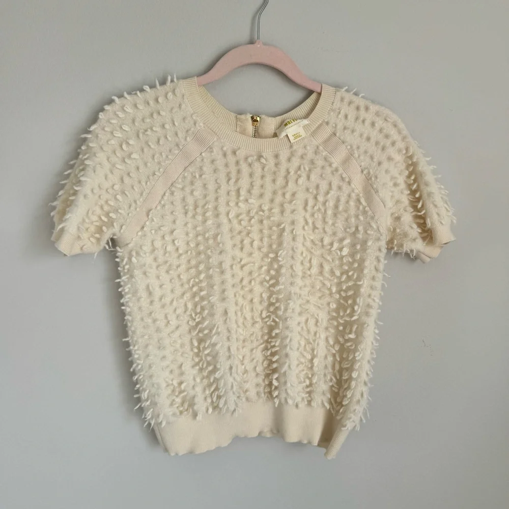 Anthropology Maeve Scottie Textured  wool Sweater Tee, size Small - Picture 2 of 12